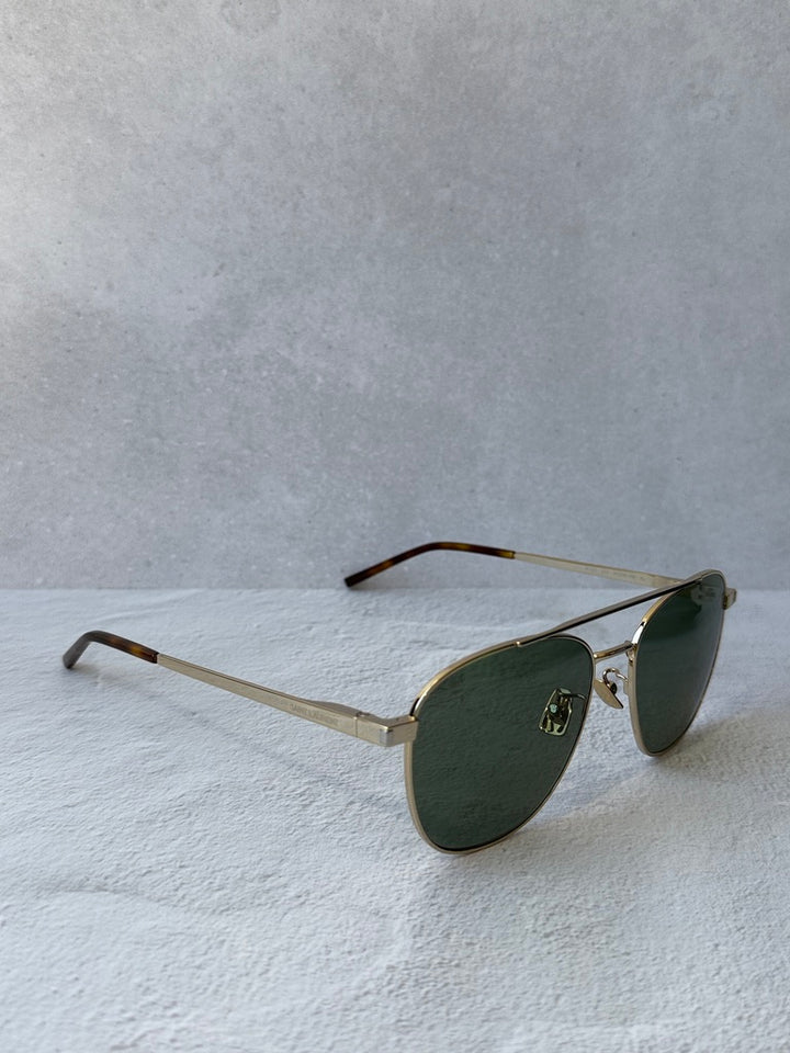 Saint Laurent SL531 Round Sunglasses in Gold