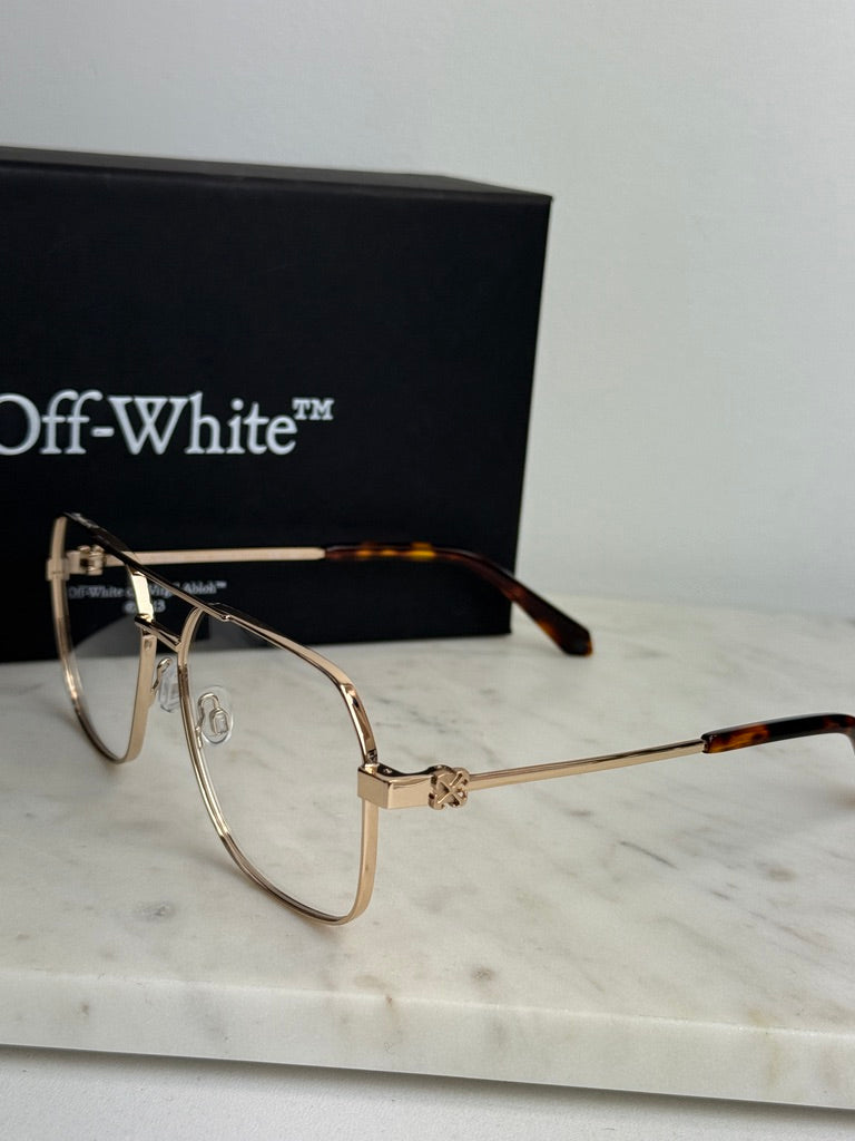Off White Style 7J Pilot Eyeglasses Frames in Gold