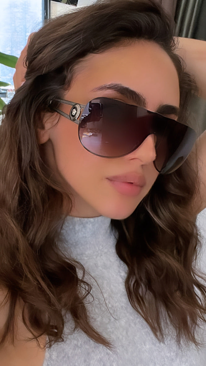 Versace VE2166 Shield Sunglasses in Gold