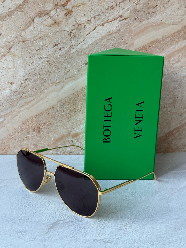 Bottega Veneta BV1465S Light Ribbon Aviator Gold Sunglasses