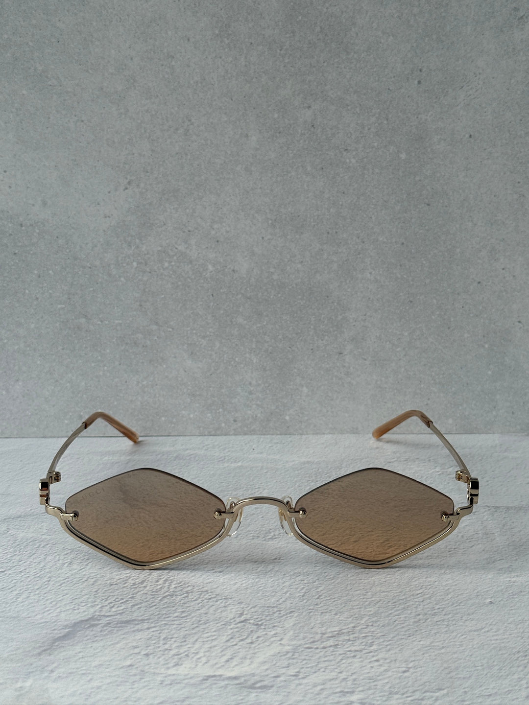Gucci GG1604S Half Rim Sunglasses in Gold Brown