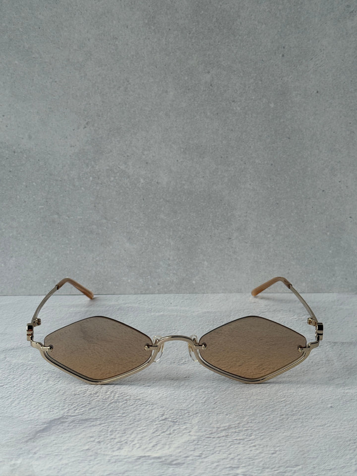 Gucci GG1604S Half Rim Sunglasses in Gold Brown