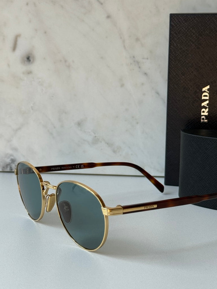 Prada PR B51S Sunglasses in Gold Tinted Blue