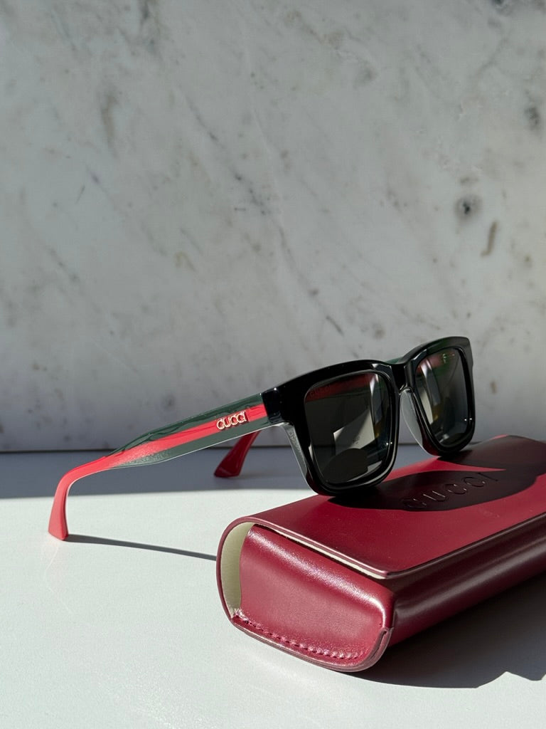 Gucci GG1869S Black Striped Temple Unisex Sunglasses