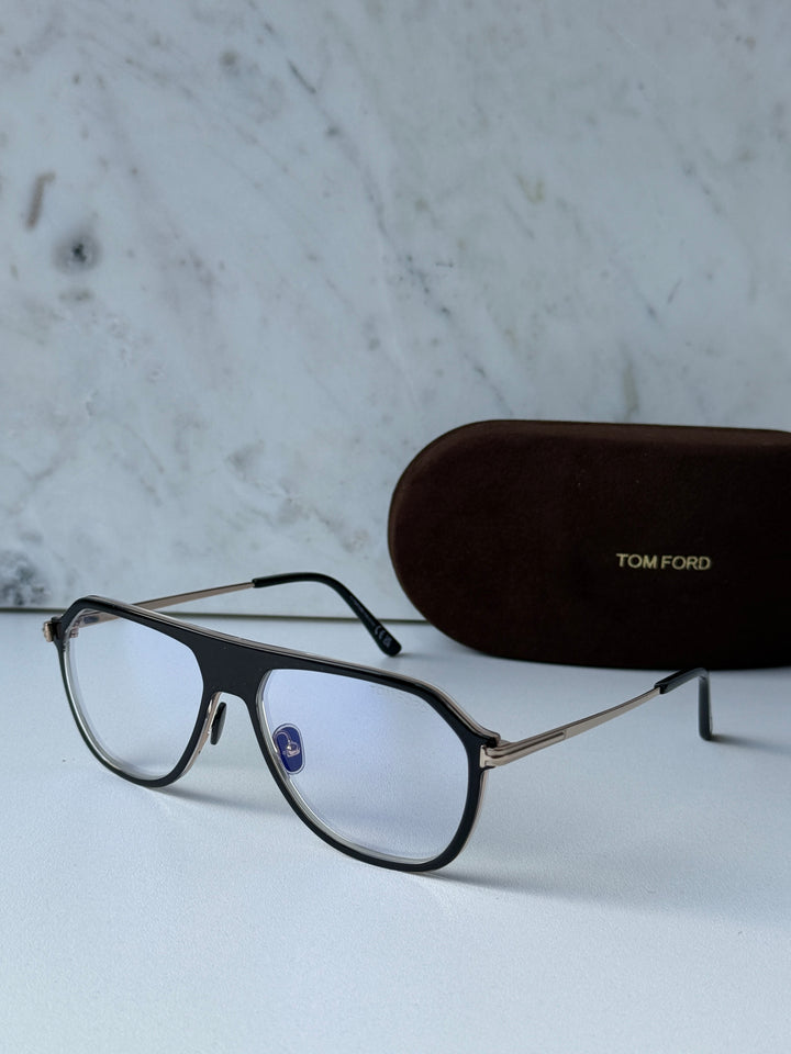 Tom Ford FT5943-B Black Gold Aviator Bluelight Frames