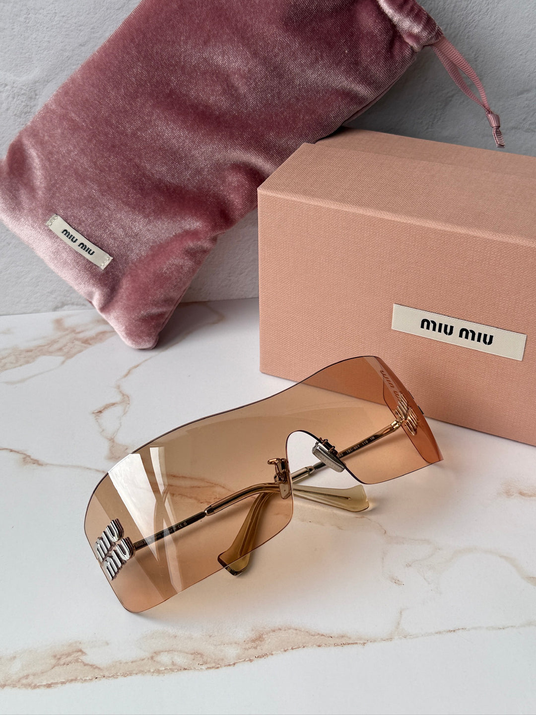 Miu Miu MU B53S Orange Mirror Rimless Mask Sunglasses
