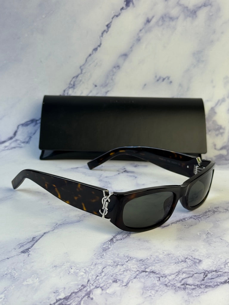 Saint Laurent SLM152 Sunglasses in Havana Brown Silver