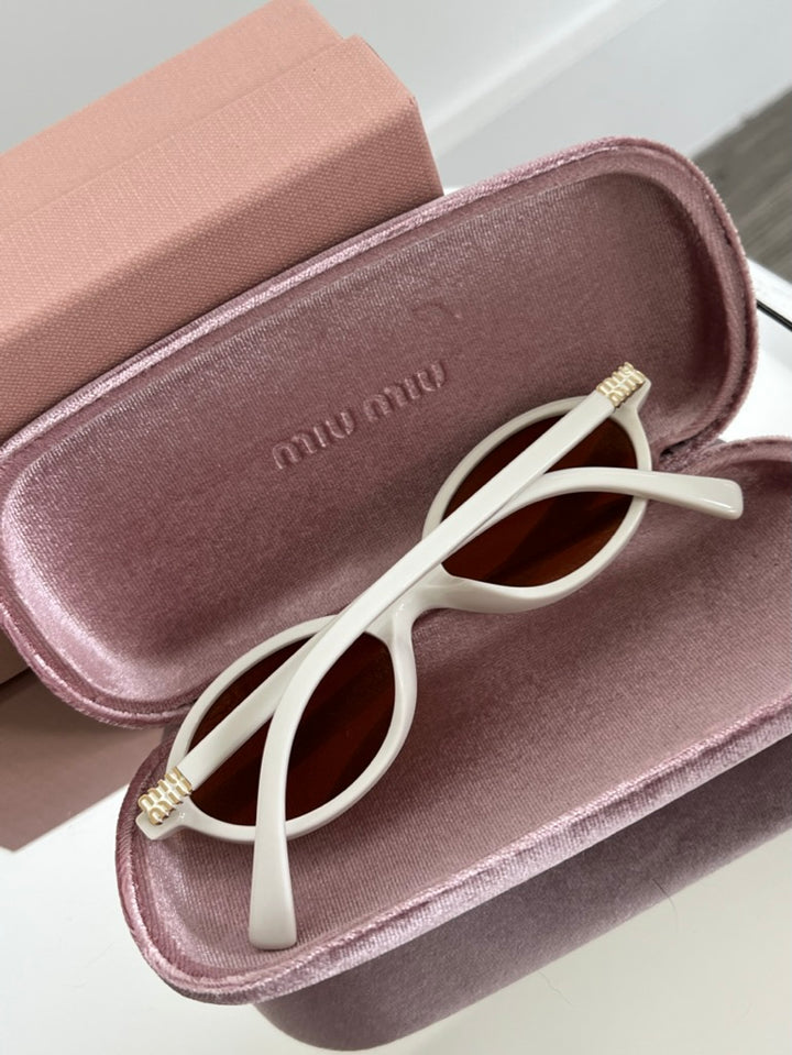 Miu Miu MU04ZS White Oval Sunglasses