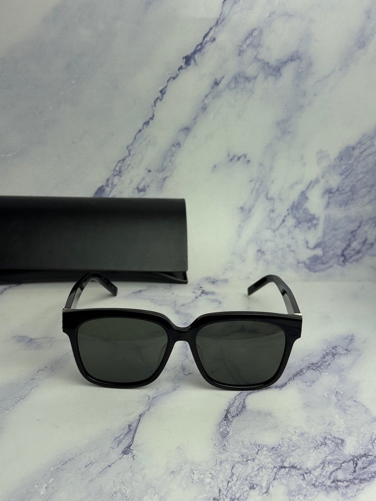 Saint Laurent SLM40/F Square Sunglasses in Black Gold – Designer