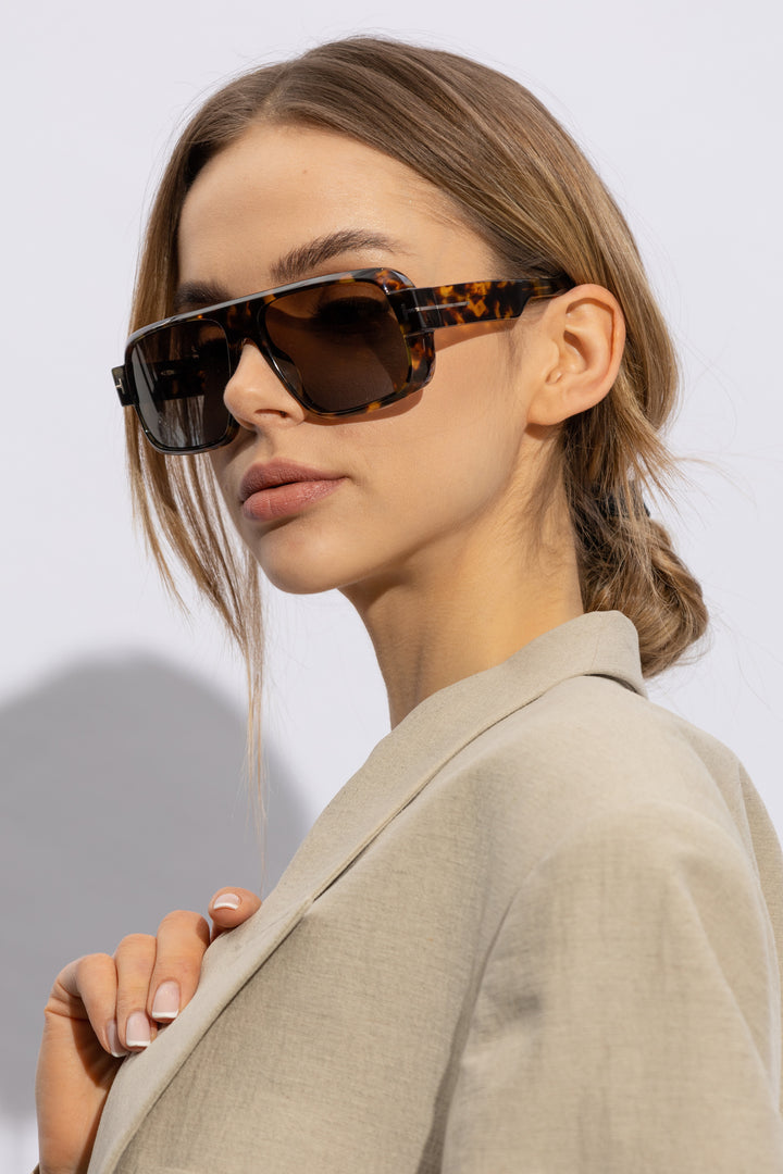 Tom Ford FT1101 Turner Aviator Sunglasses in Havana Brown