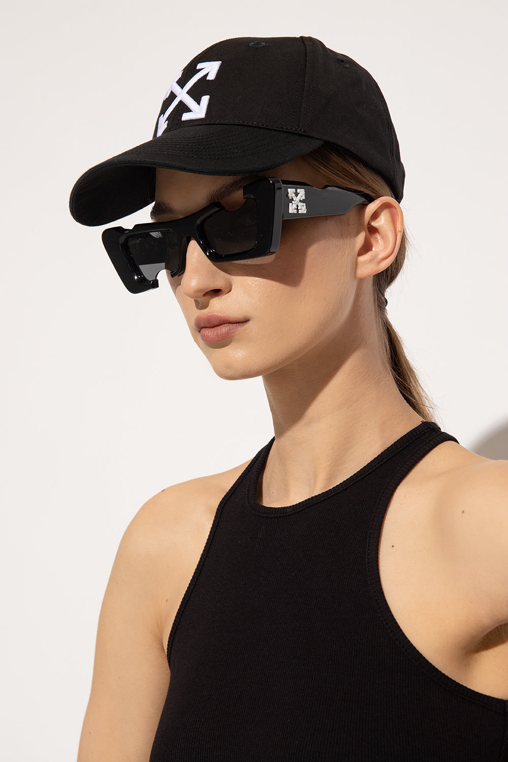 Off White Cannes Cutout Sunglasses in Black