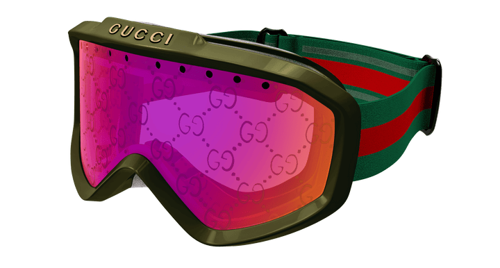 Gafas de máscara de esquí con espejo Gucci GG1210S verde rosa