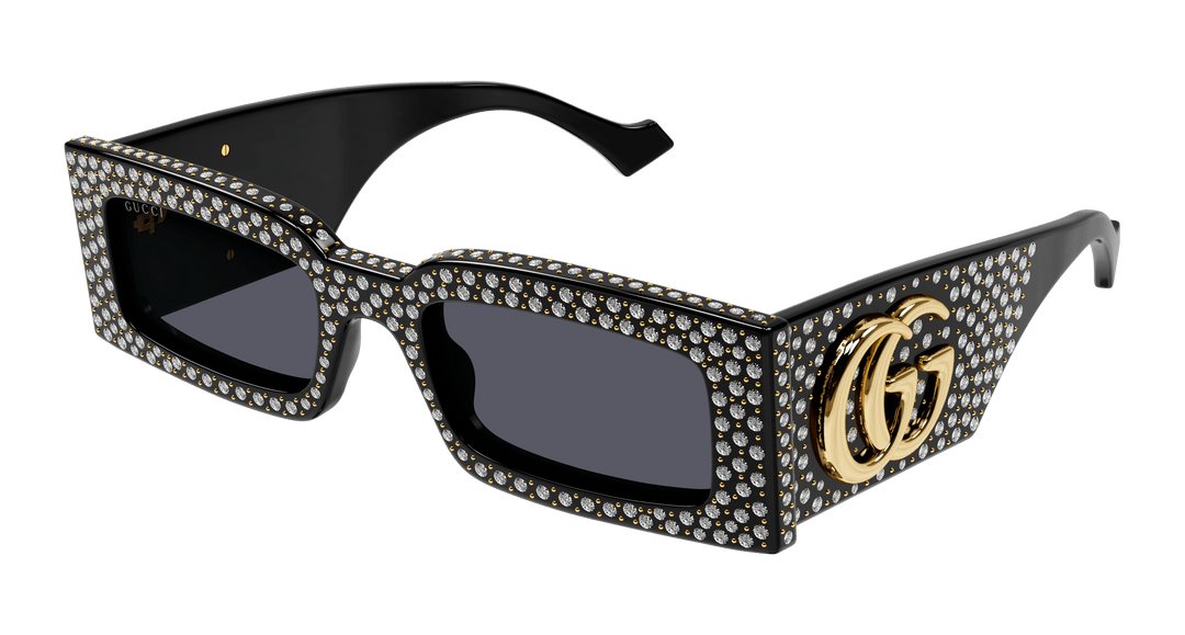 Gucci GG1425S Crystal Rectangle Sunglasses in Black