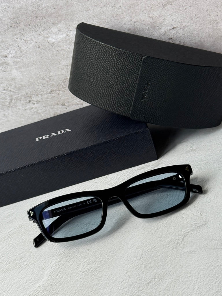 Prada PR D05S Rectangular Sunglasses in Black Blue
