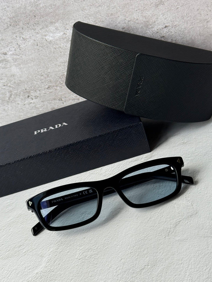 Prada PR D05S Rectangular Sunglasses in Black Blue