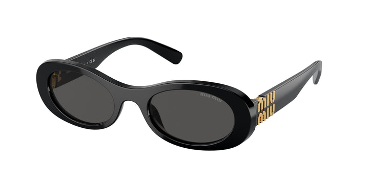 Miu Miu MU06ZS Black Gold Oval Sunglasses
