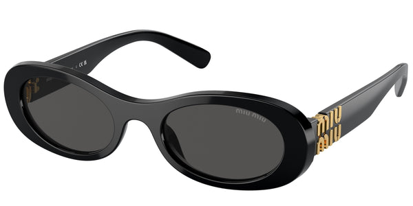 Miu Miu MU06ZS Black Gold Oval Sunglasses