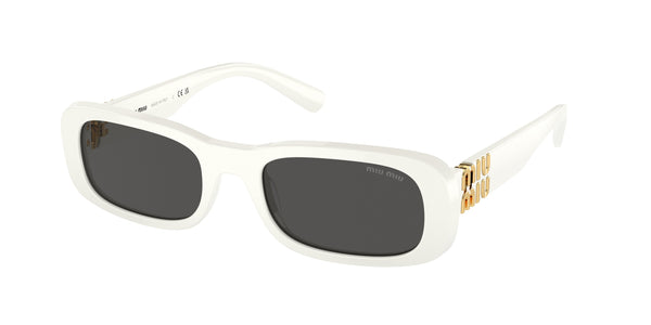 Miu Miu MU08NS HAS1X1 Ivory White WOMANS SUNGLASSES Miu Miu MU08ZS White Gold Slim Sunglasses – Designer Daydream main image 2