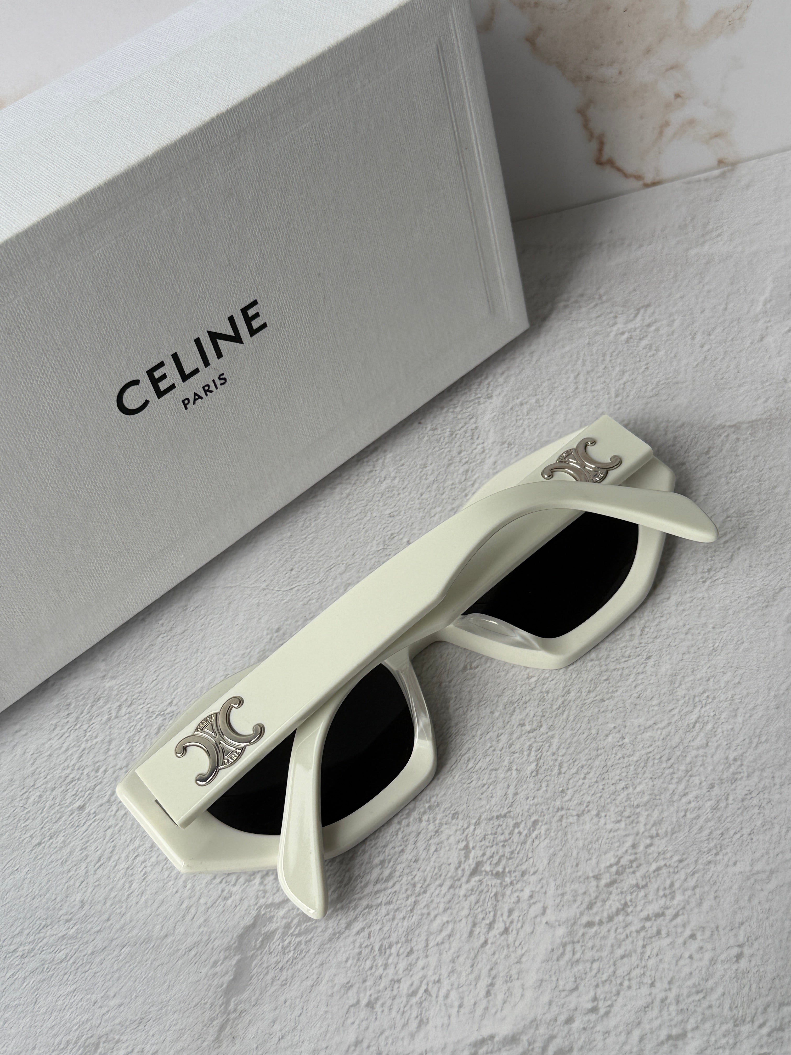 Celine CL40238U White Triomphe Cat Eye Sunglasses – Designer Daydream