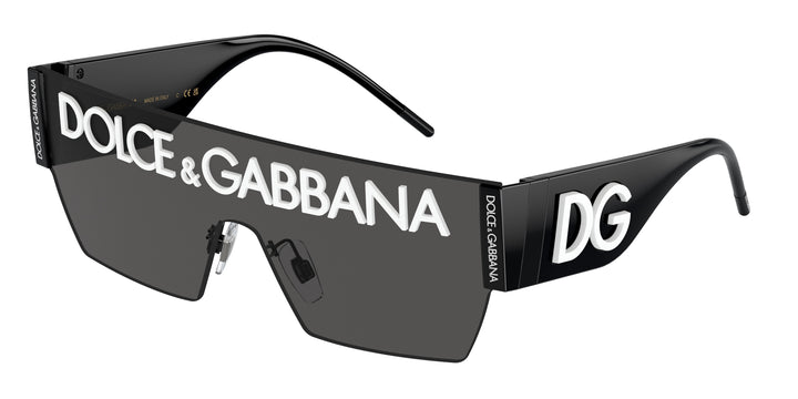 Dolce & Gabbana DG2233 Black Logo Shield Sunglasses