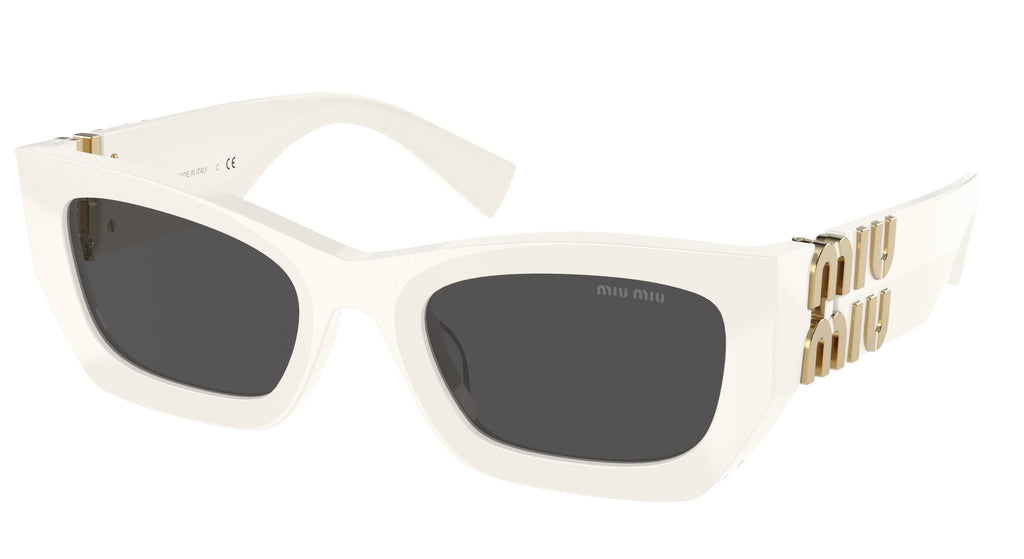 Miu Miu MU09WS White Thick Cat Eye Sunglasses – Designer 