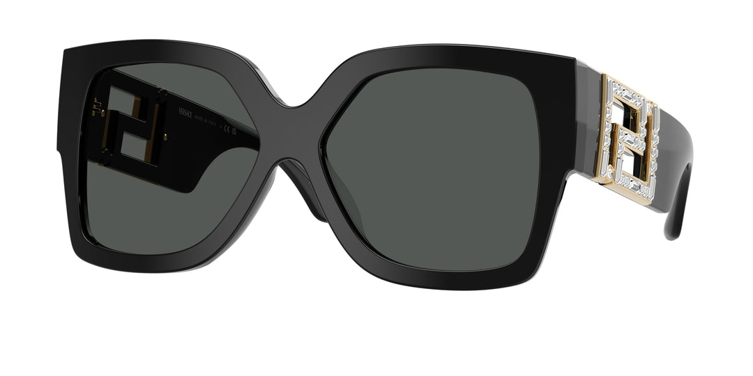 Versace VE4402 Black Crystal Square Oversized Sunglasses