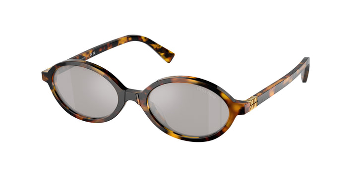 Miu Miu MU04ZS Honey Havana Mirrored Oval Sunglasses