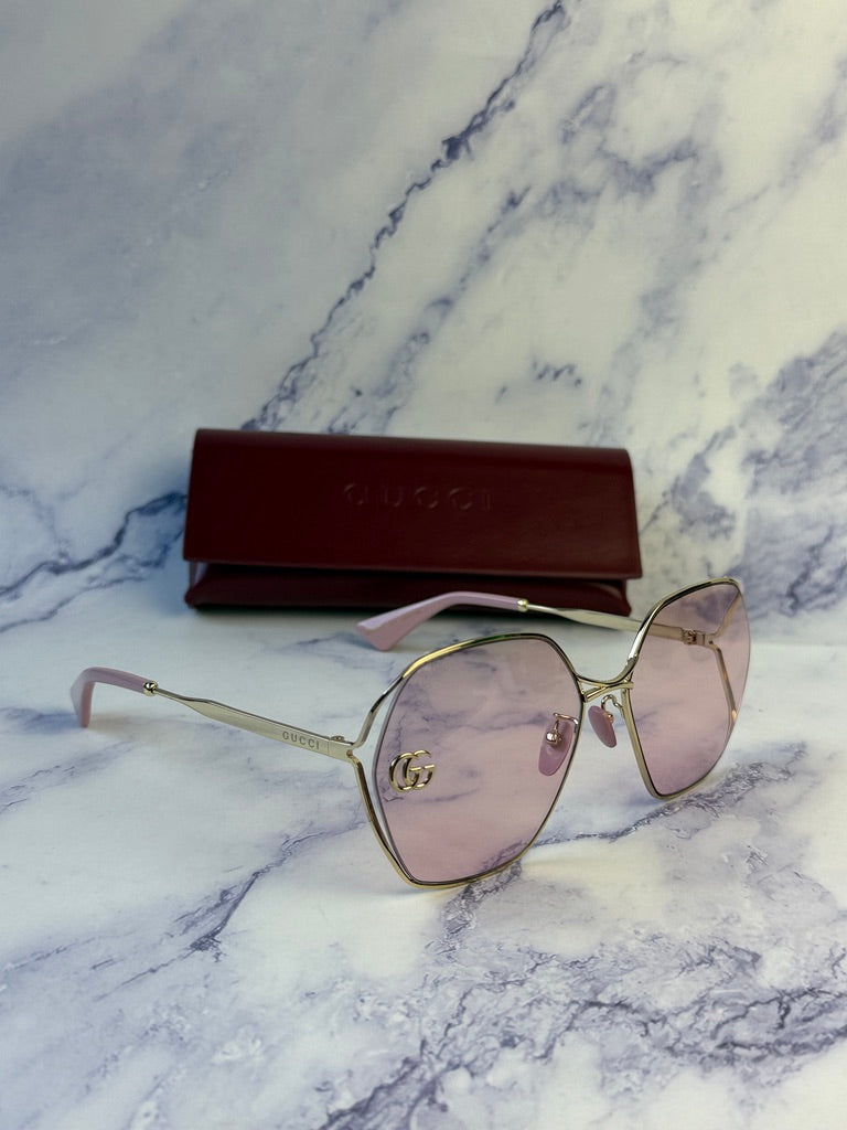 Gafas de sol con recorte de metal Gucci GG0818SA con lentes rosas