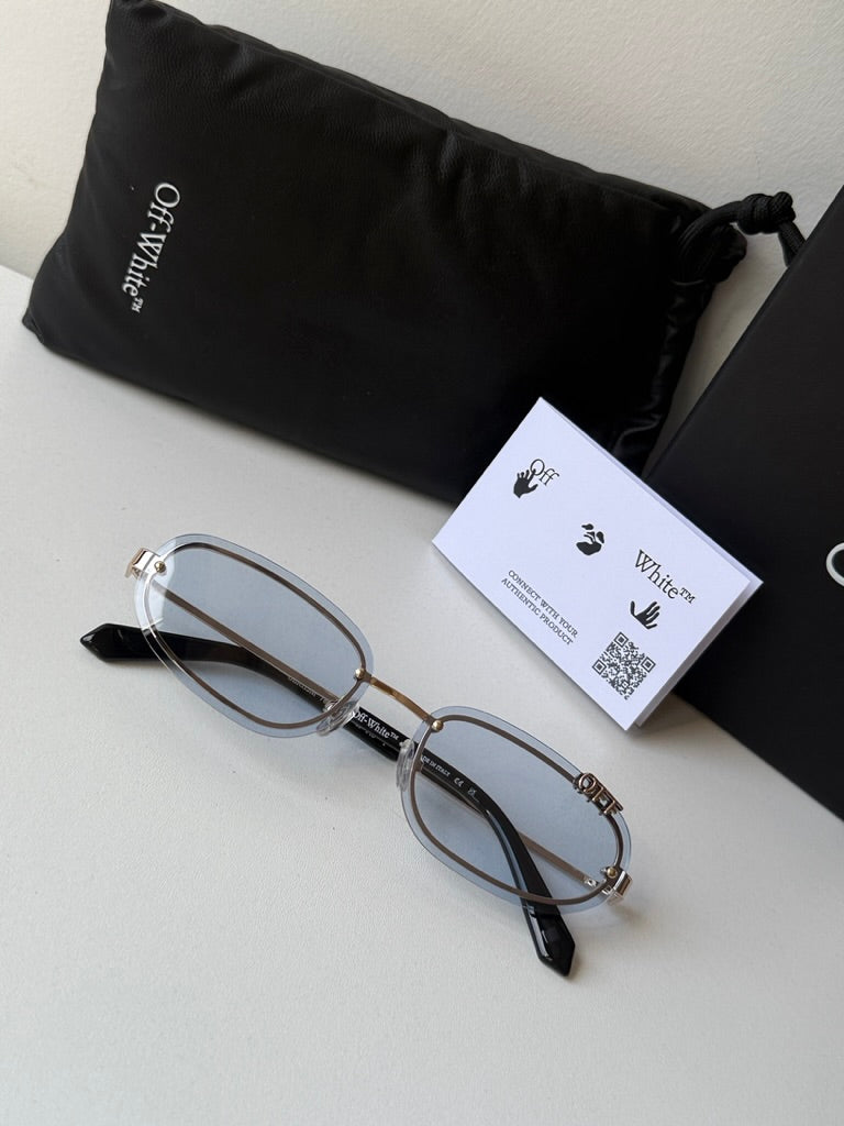 Off White Miami Oval Rimless Sunglasses in Blue Tint
