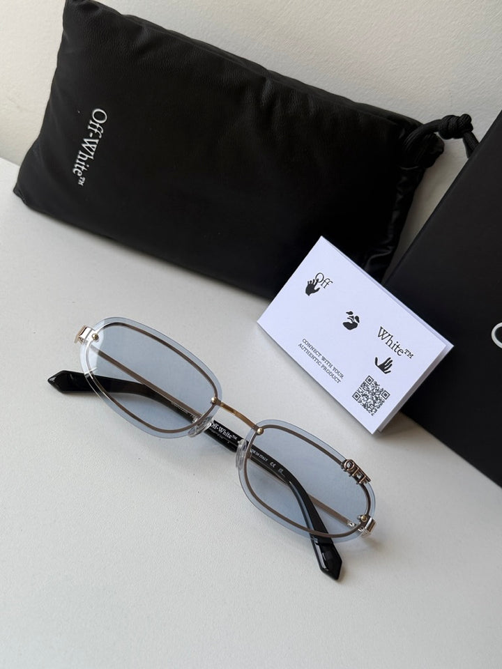 Off White Miami Oval Rimless Sunglasses in Blue Tint
