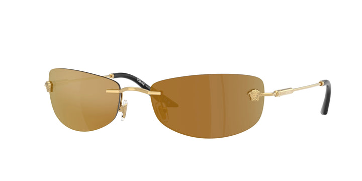 Versace Gafas de sol VE2258 Shield en espejo dorado rosa