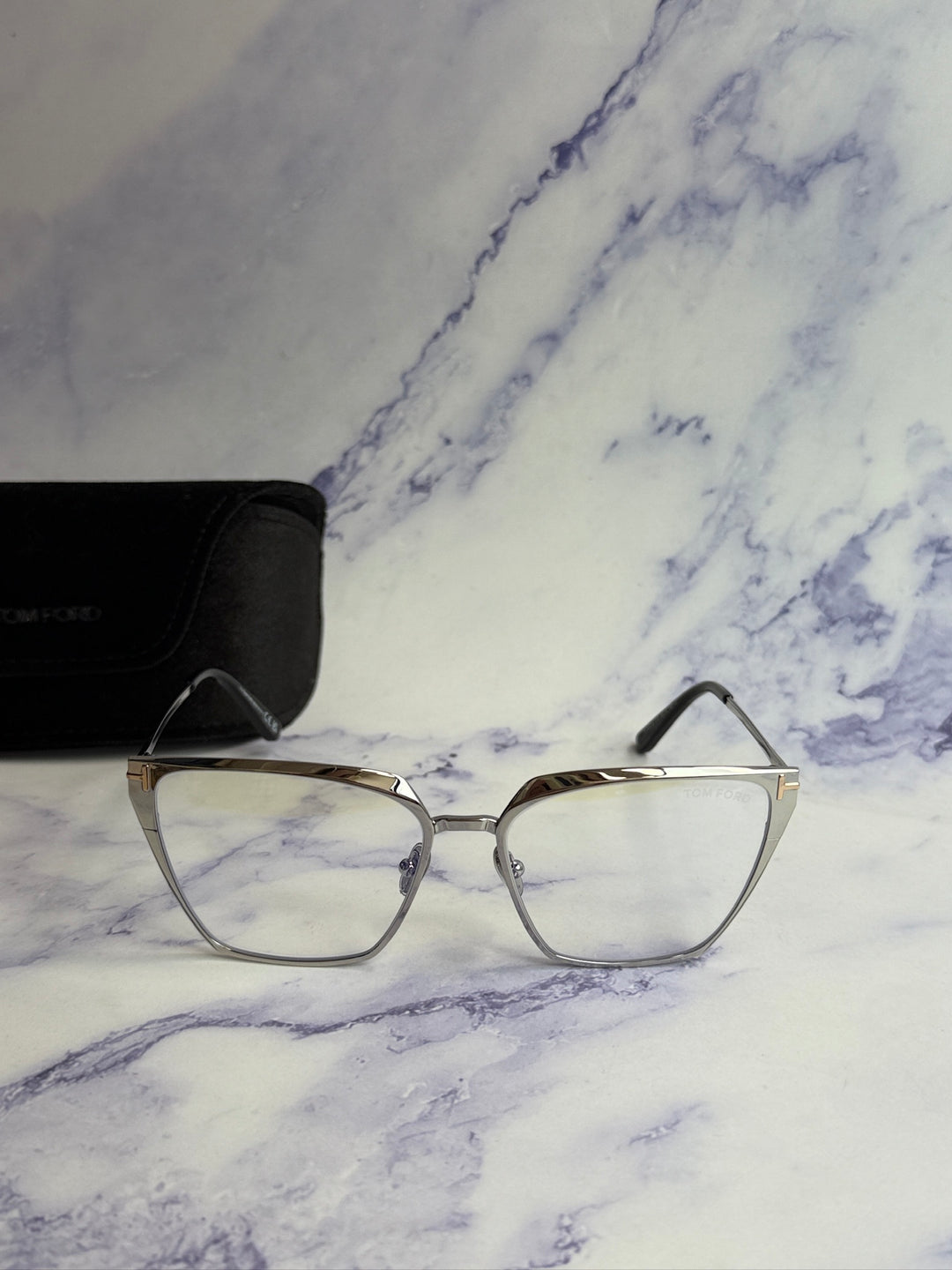 Tom Ford FT5945-B Palladium Cat Eye Bluelight Frames