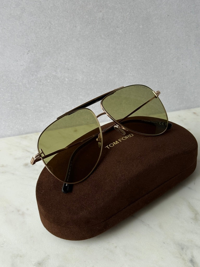 FT1018 Brady Aviator Sunglasses in Gold Green