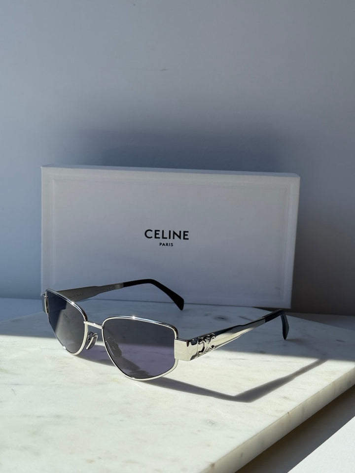 Celine CL40293U Triomphe Cat Eye Sunglasses in Silver