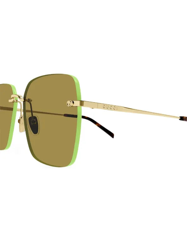 Gucci GG1955SA Gold Green Square Sunglasses