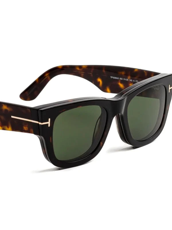 FT6099-B Clip On Rectangular Sunglasses in Havana Brown