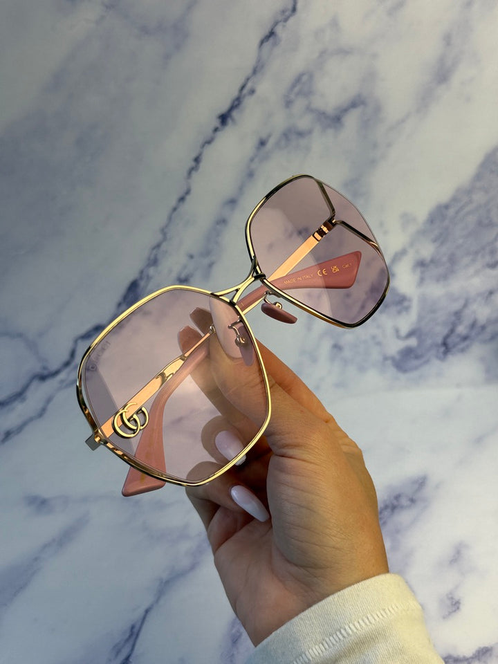 Gafas de sol con recorte de metal Gucci GG0818SA con lentes rosas