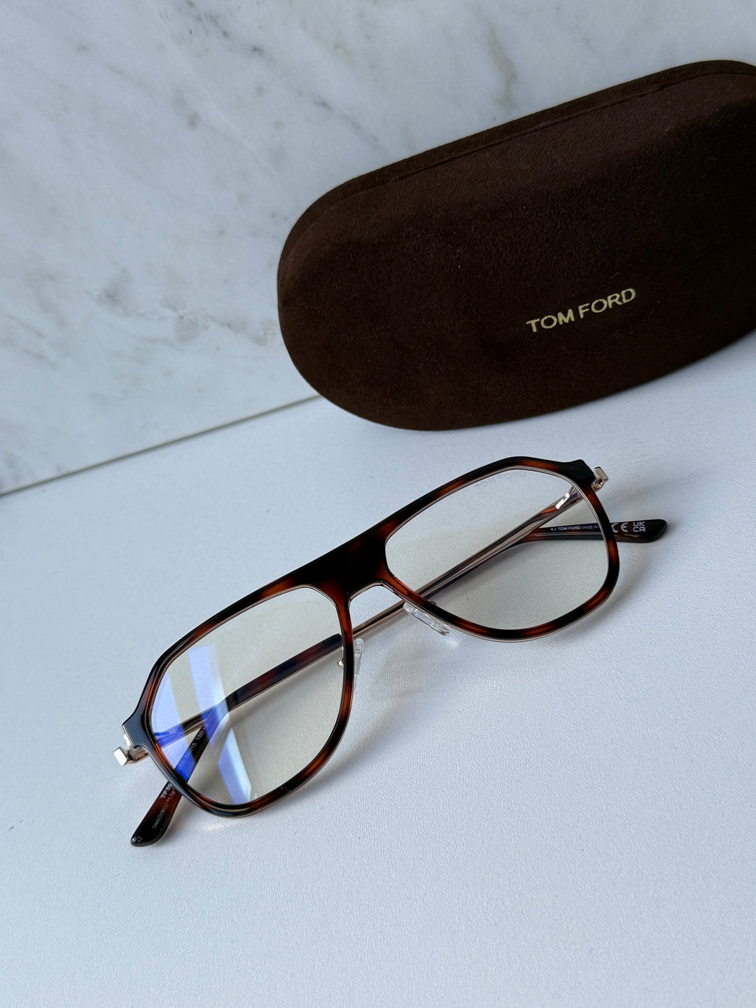 Tom Ford FT5943-B Brown Aviator Bluelight Frames
