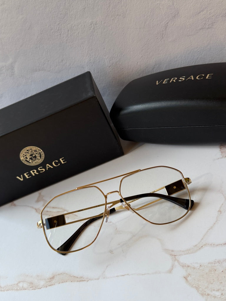 Versace VE1287 Gold Metal Pilot Unisex Frames