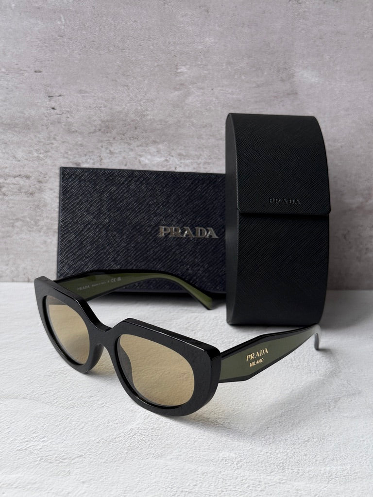 Prada PR D02S Cat Eye Sunglasses in Black Yellow