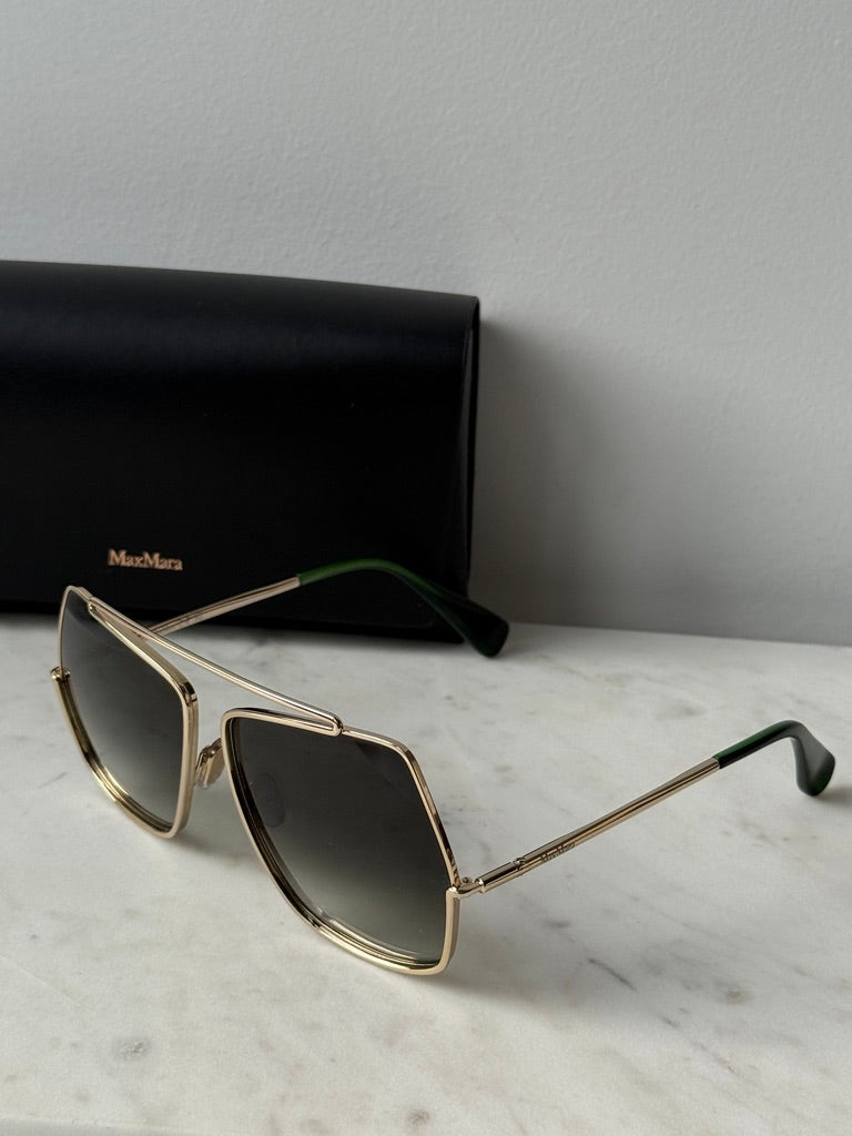 Max Mara MM0102 Sunglasses in Gold Green