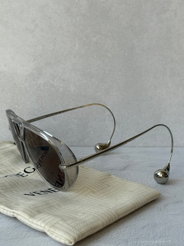 Bottega Veneta BV1273S Drop Earring Aviator Sunglasses in Grey