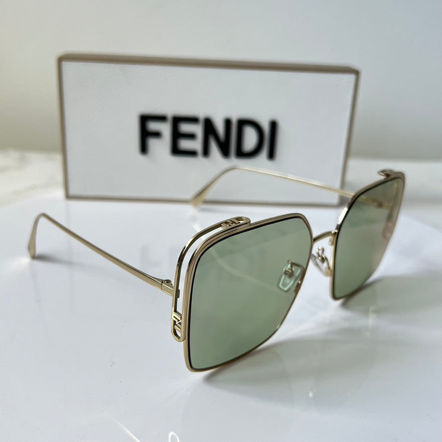Fendi FE40038U Gold Green Metal Sunglasses