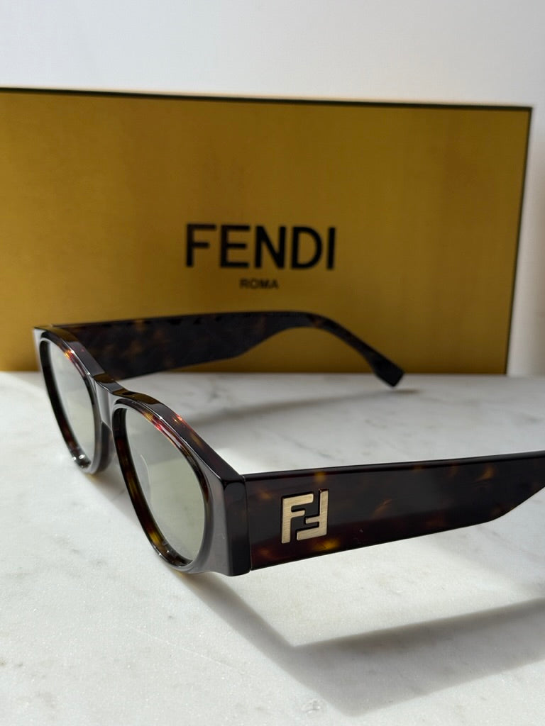 Fendi FE40158I FF Squared Sunglasses in Havana Brown
