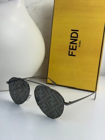 Fendi FE40061U Grey Monogram Mirror FF Aviator Sunglasses