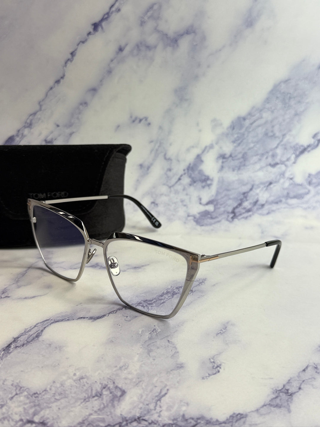 Tom Ford FT5945-B Palladium Cat Eye Bluelight Frames