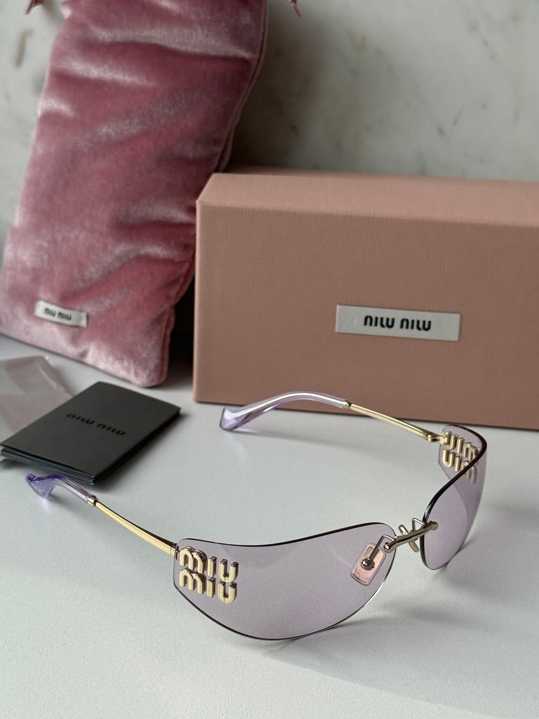 Miu Miu MU A51S Pink Rimless Mask Sunglasses