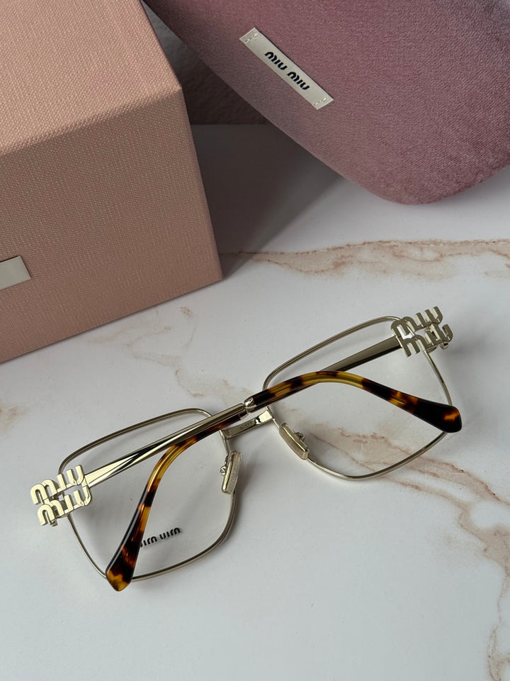 Miu Miu MU51XV Gold Oversized Square Eyeglasses Frames