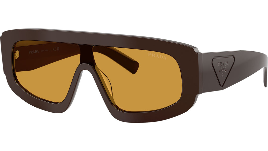 Burgundy designer sunglasses with amber lenses and PR D10S temples