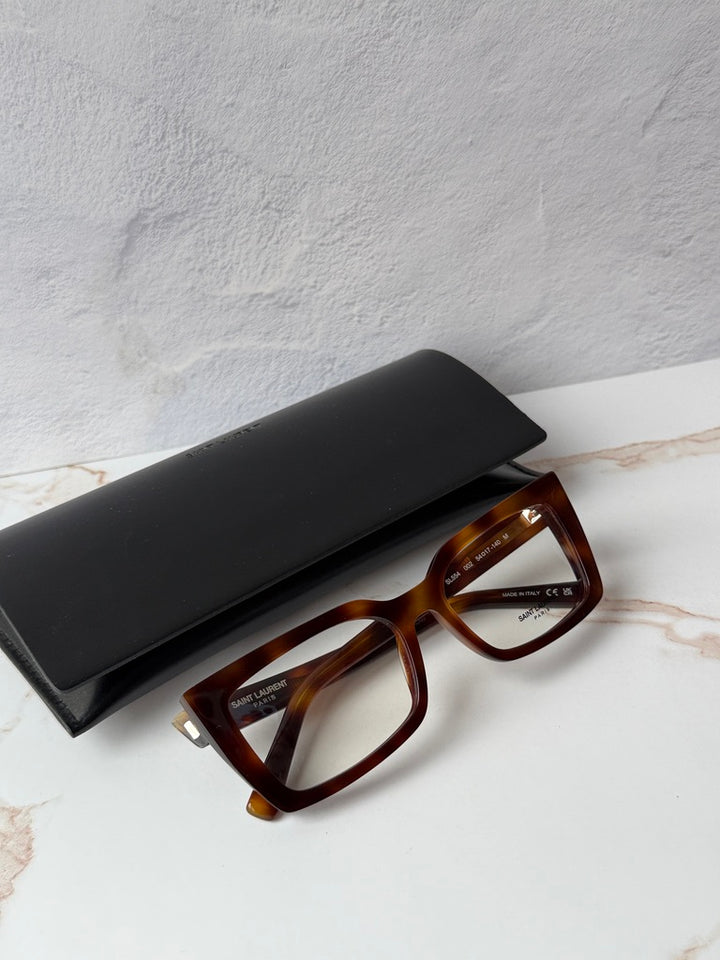 Saint Laurent SL554 Eyeglasses Frames in Havana Brown